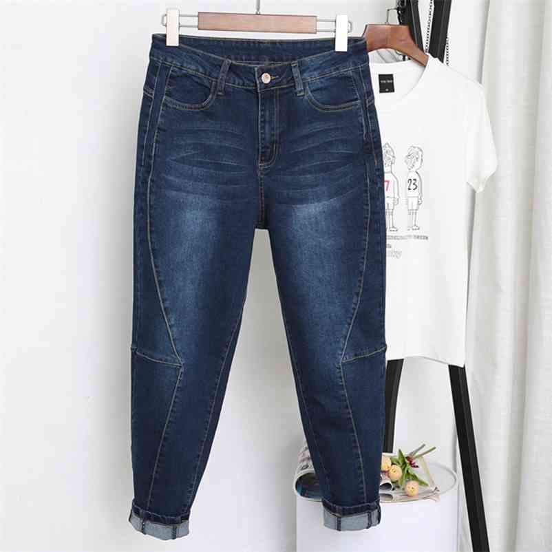 

5XL High Waist Jean Plus Size Harem Pants Casual Vintage Boyfriend For Loose Streetwear Mom Mujer K583 210629, Black jeans