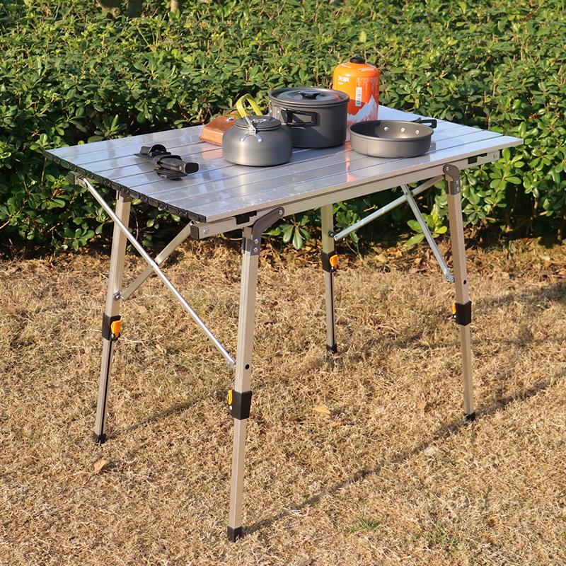 

Camp Furniture High Outdoor Table Adjustable Aluminium Alloy Silvery Folding Camping Portable