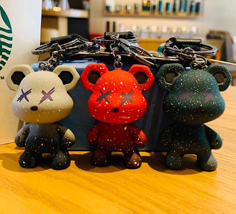 

Creativity Cartoon Keychain Buckle Key Ring Handmade Keychains Men Women Bags Loves Resin Cool Gradient Bear Doll Pendants Accessories YSK0156-0160