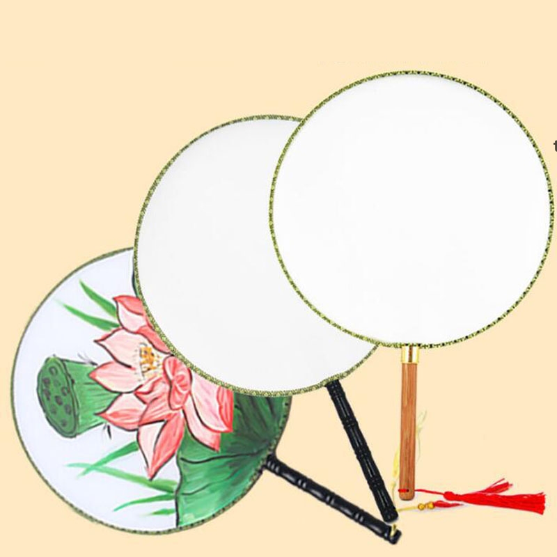 

Party Favor 24cm DIY Blank White Silk Hand Fans Student Children Hand Painting Fine Art Programs Chinese Palace Round Fan RRA11590