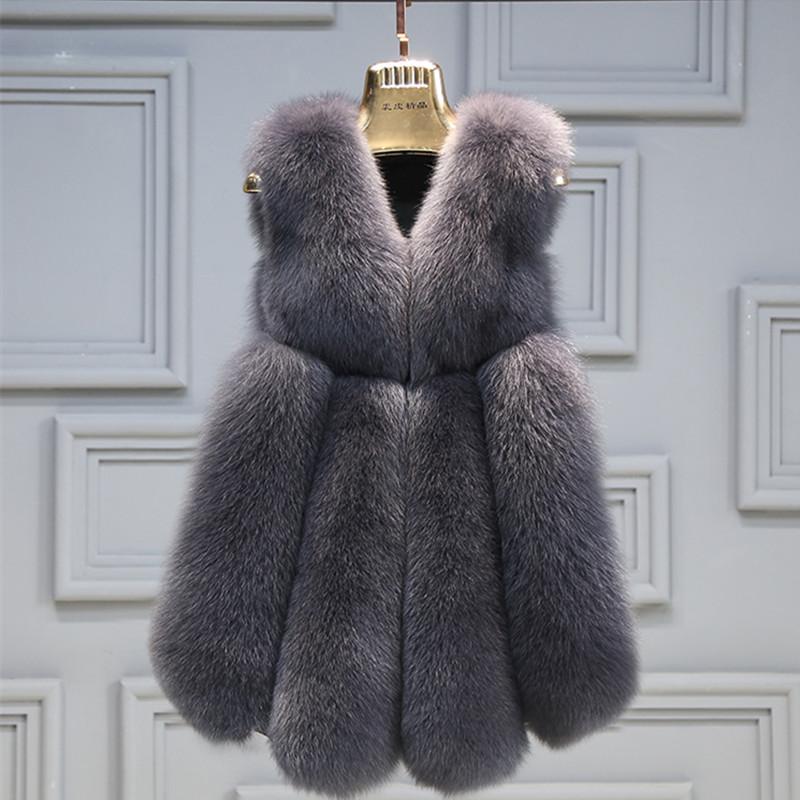 

Women's Fur & Faux High Quality Real Vest Fashion Autumnal Winter Natural Female Gilet Plus Size For Women, Black