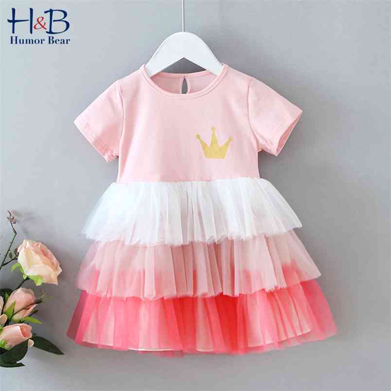 

Summer Girls Dress Toddler Short Sleeve Net Yarn Cute Cake Children Baby Kids Clothing 210611, Bz1339 blue