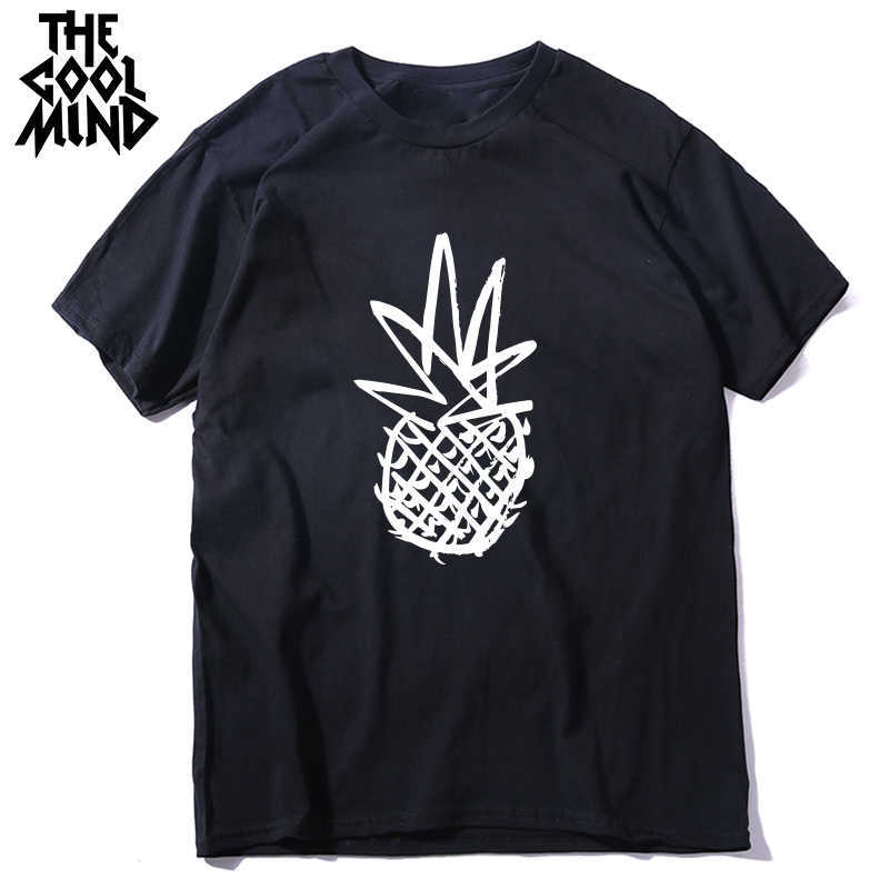 COOLMIND 100% cotton pineapple print men T shirt casual short sleeve men tshirt cool t-shirt male top tee shirts