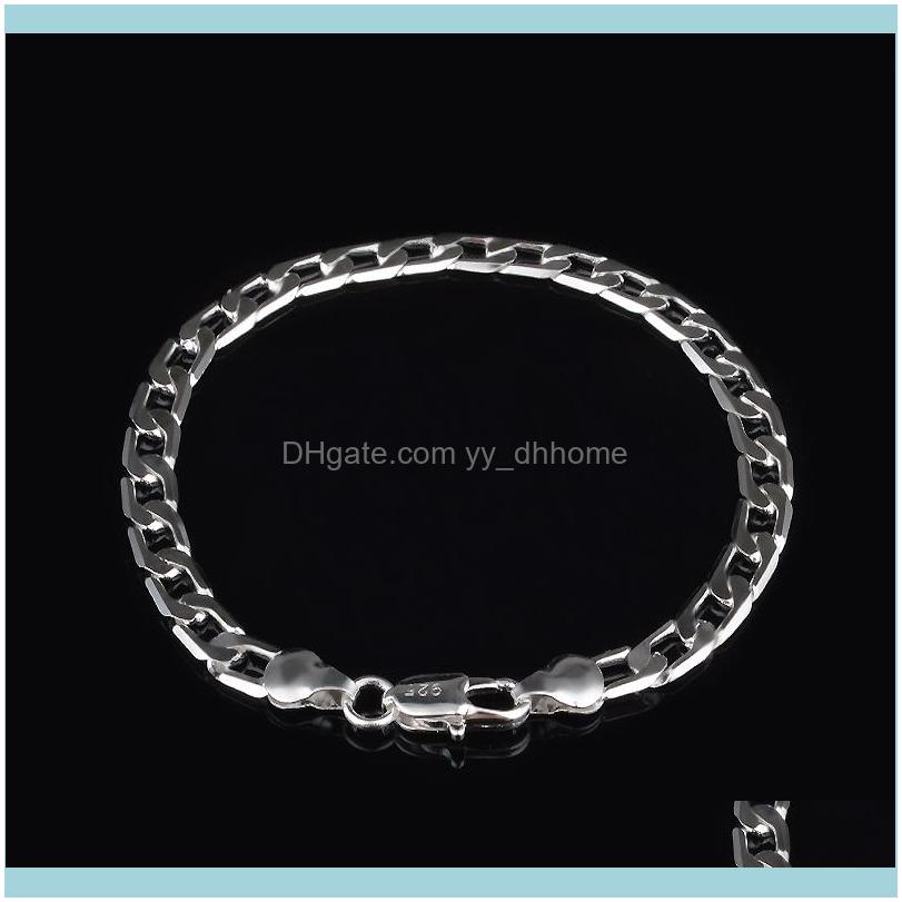 

Link, Bracelets Jewelrylink, Chain Classic Sier Color Link Man Woman Bangles Bracelet 6 Mm Width Punk Cuff Aessories Jewelry Drop Delivery 2