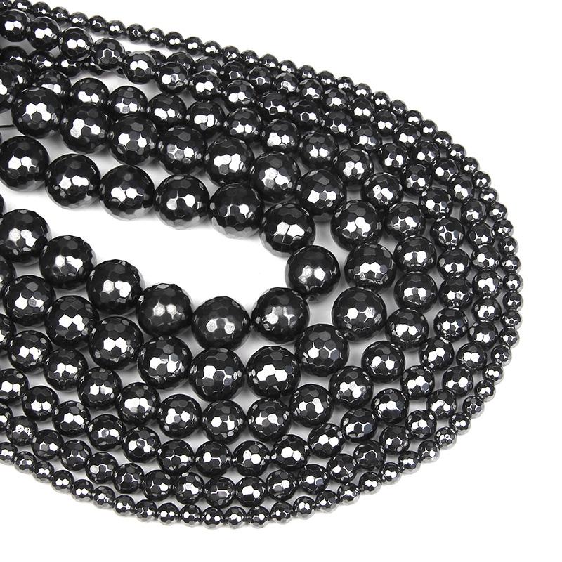 

Other 6-18mm Black Hematites Natural Stone Beads Faceted Round Loose DIY For Jewelry Making Bracelets Necklace Accessories 15"