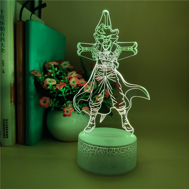 Anime 3D Lamp Bedside LED Nightlight USB Night Light Kids One Piece Dracule Mihawk Roronoa Zoro Home Decor Fans Birthday Gift-image-695106460