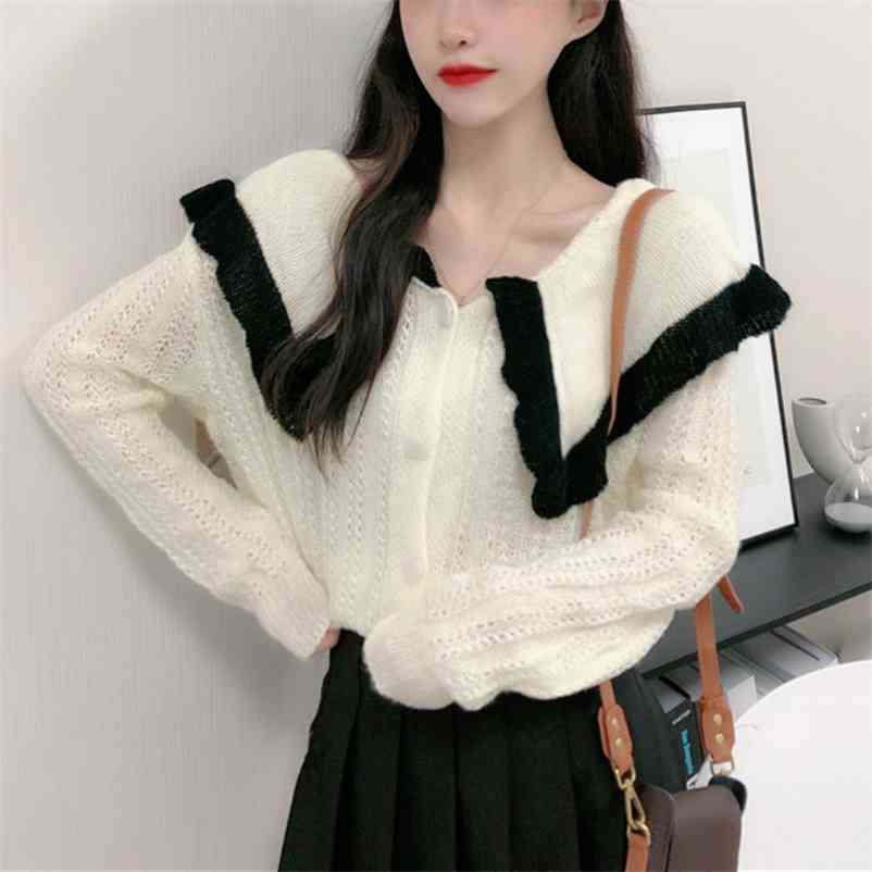 

Knitted Cardigan Cashmere Sweater Women Sweet Kawaii Korean Chic French Harajuku Women' Clothing Autumn 210519, Cardigan apricot