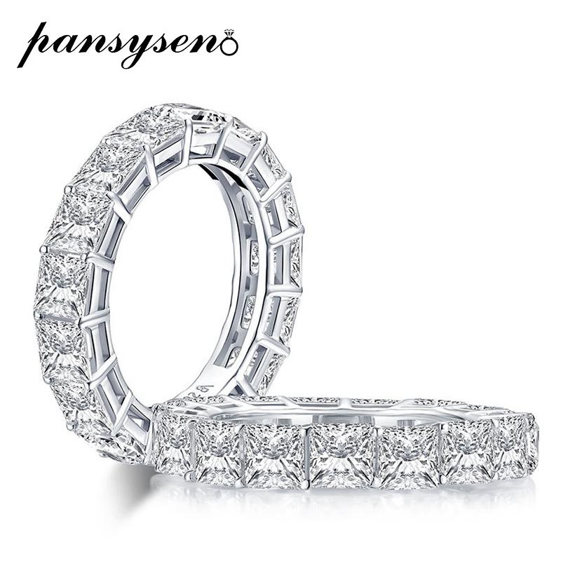 

100% Solid 925 Sterling Silver 4MM Square Created Moissanite Wedding Engagement Rings Wholesale Lady Fine Jewelry Ring Cluster