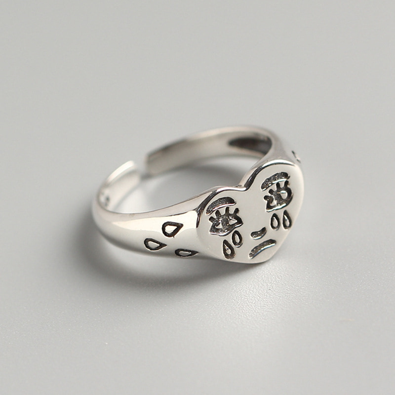 

Creative Crying Face Tears Ring Neutral Retro Fashion Jewelry For Men Factory Direct Wholesale Gift