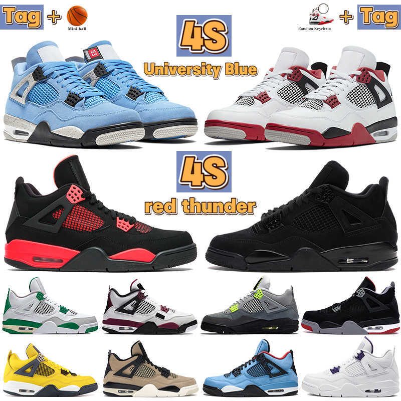 

Mens 4 4s Basketball Shoes University Blue Red Thunder Paris Pine Green Metallic Purple Black Cat Bred Men Sneakers Women Trainers, 11# bred