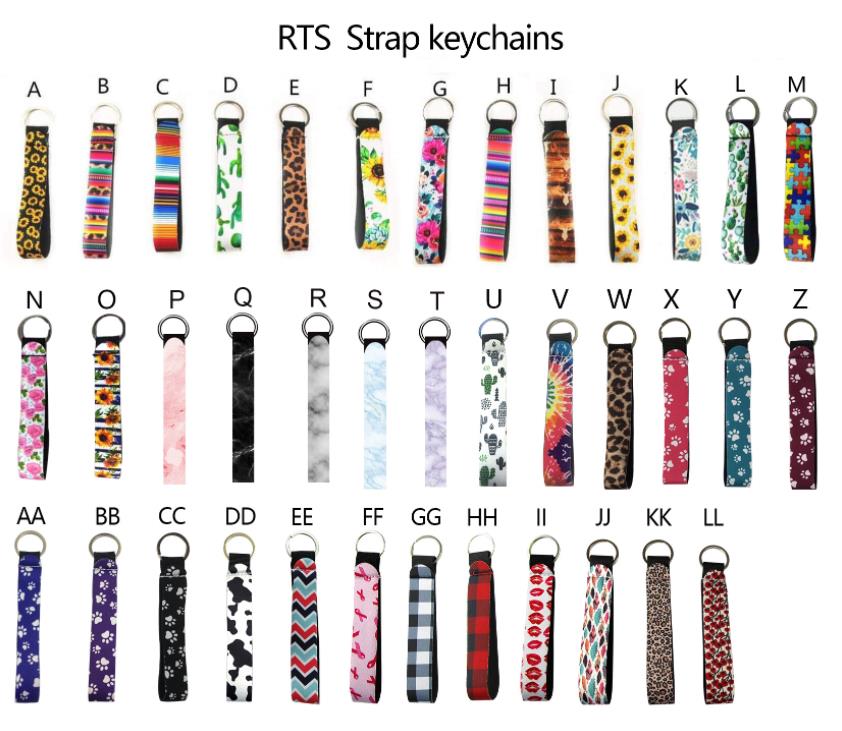 

Solid Color Neoprene Wristlet Keychains Lanyard Strap Band Split Ring Key Chain Holder Key Hand Wrist Lanyard Keychain For Girls/Women Rai6C