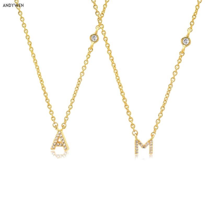 

Other ANDYWEN 925 Sterling Silver Gold Small 26 Letters A- Z Zircon CZ Pendant Necklace Me 2021 Initial Alphabet M A Jewelry