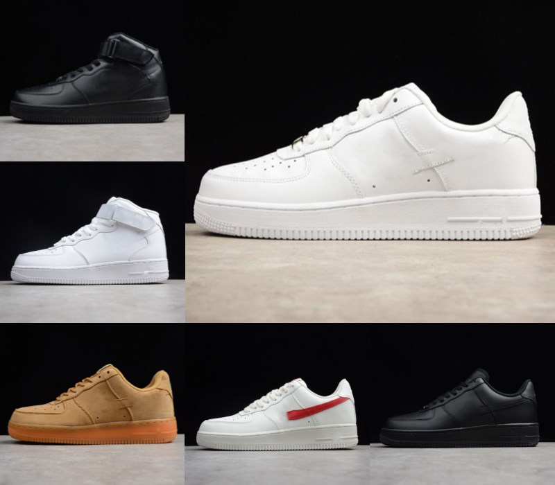 

Top Quality 2021 Forces Men Low Skateboard Shoes One Unisex 1 Knit Euro Air High Women All White Black Red Leather Trainer Sneaker With box