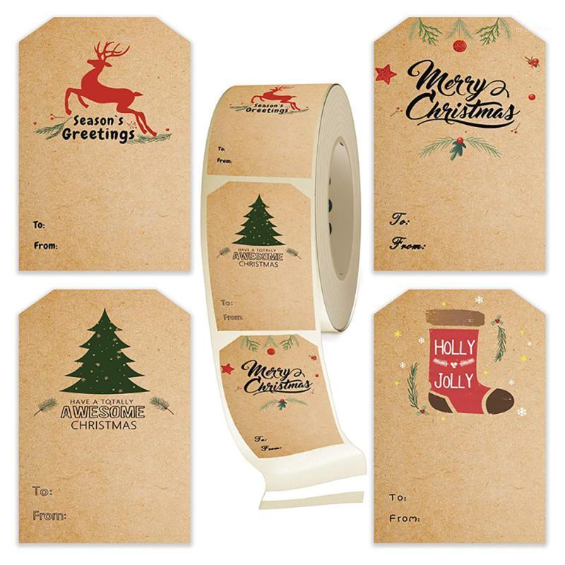 

Gift Wrap 300Pcs Kraft Stickers Christmas Decoration Snowflake Envelope Package Seal Labels Xmas