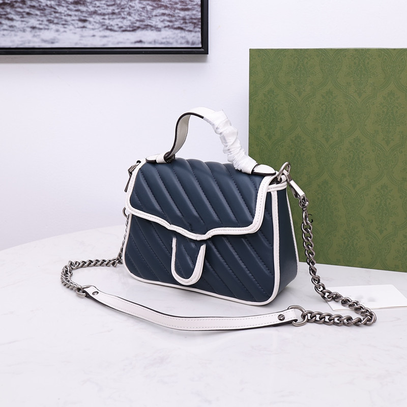 

Designer Classic blue Women Handbags Shoulder Bag Lady Fashion Genuine Crossbody Silver Chains Purses Backpack tote Casual Formal
