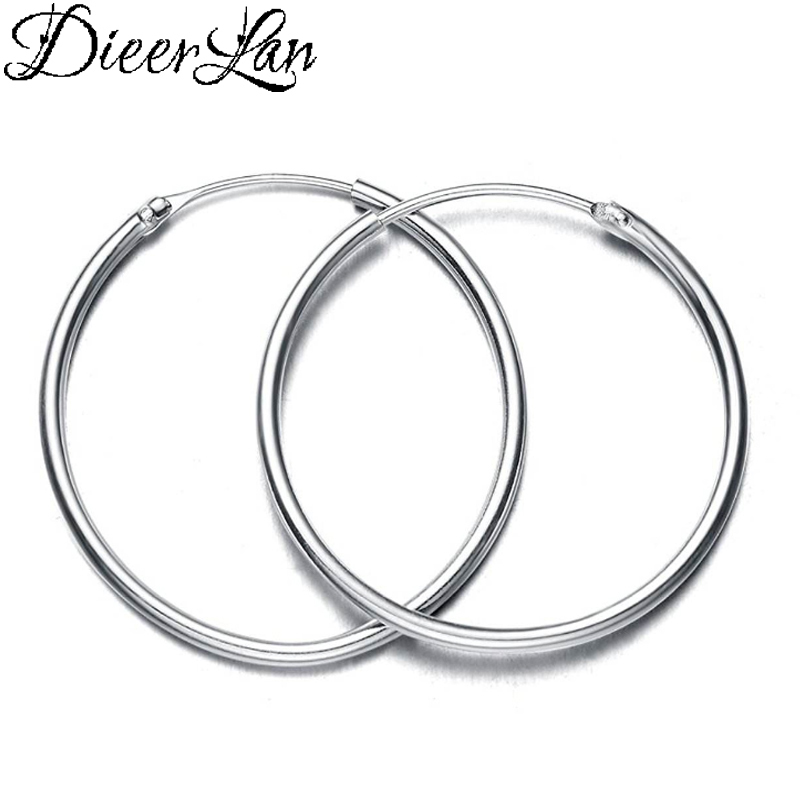 

yutong DIEERLAN Trendy 925 Sterling Silver Jewelry Big Large Circle Round Hoop Earrings for Women Wedding Statement Brincos Pendientes