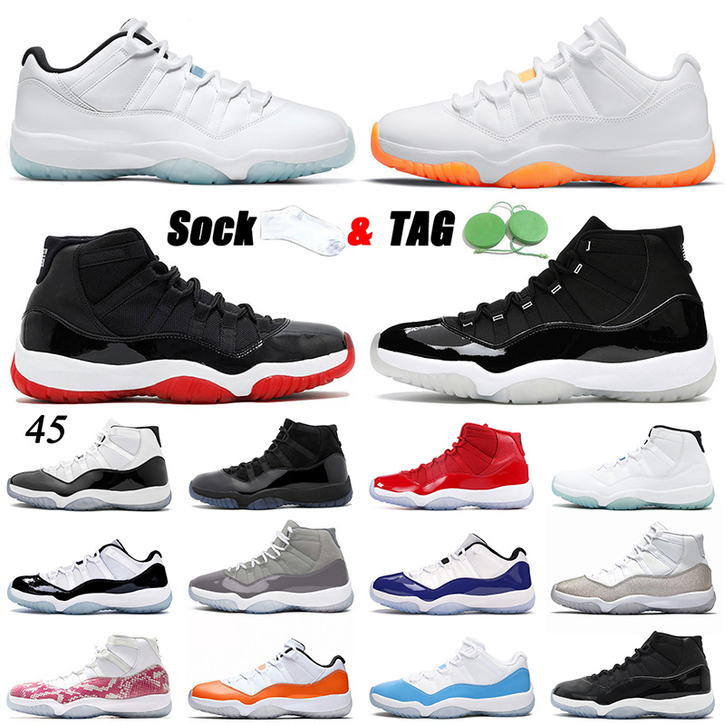 

11 11s XI Basketball Shoes Low Legend Blue Citrus 2021 Top Quality Jumpman 25th Anniversary High Bred Concord Space Jam Trainers Sneakers 36-47, A62 36-47 high white bred