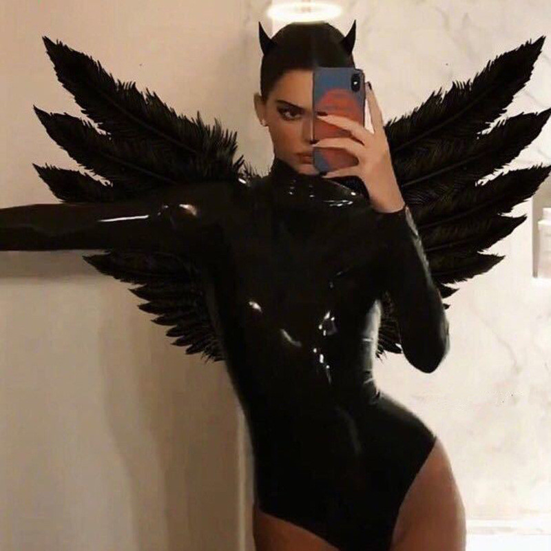 

black turtleneck pu leather bodysuit women long sleeve skinny rompers womens jumpsuit casual party bodysuits, Black;white
