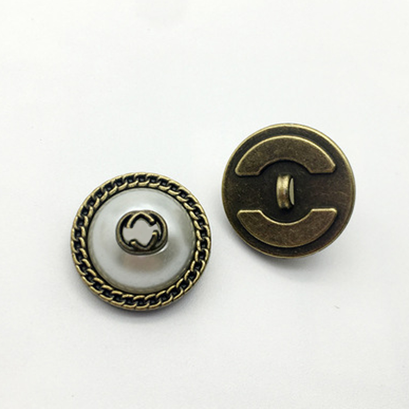 

Vintage Metal Letter Sewing Notion Buttons Pearl Letters Diy Button for Coat Jacket Sweater Shirt 18/20/23/25mm