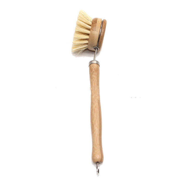 

Kitchen Cleaning Brush Bamboo Long Handle Sisal Pot Dishes Wash Cleaning Brushes
