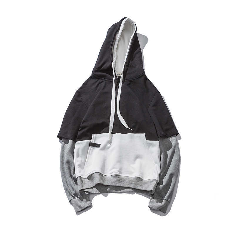

Autumn Hip Hop Hoodie Sweatshirt Patch Design Mens Streetwear Harajuku Hoodie Pullover Cotton Fleece Sweat Shirt High Quality 210603, Black