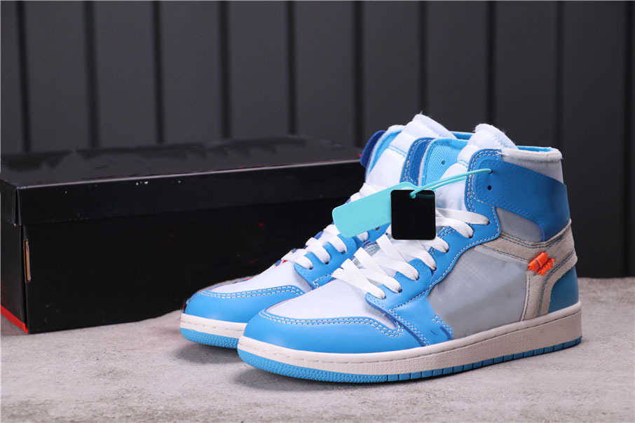 

Jumpman High Cut UNC Basketball Shoes Off Union 1 White Women Men Fashion Trainers luxurys Designer Sneakers Full Size 36-46 With Box, #2