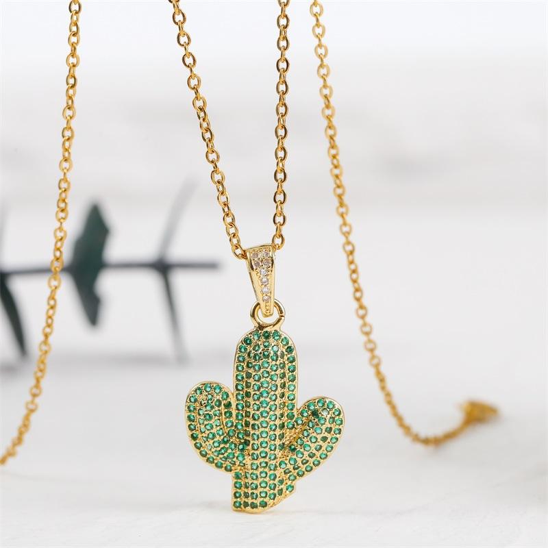 

pendant necklaces bonlavie copper inlaid cactus necklace lovely gold plating, Silver