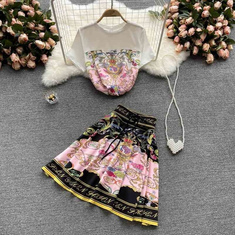 

Female summer short-sleeved T-shirt female design, two-piece 210525, Pink