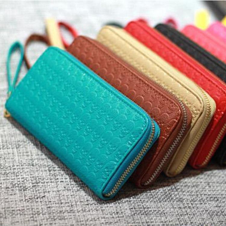 

Wallets WOMEN'S Bag Products Skull Embossed Long Wallet Fashion Clutch Mobile Phone Change Leather, Black