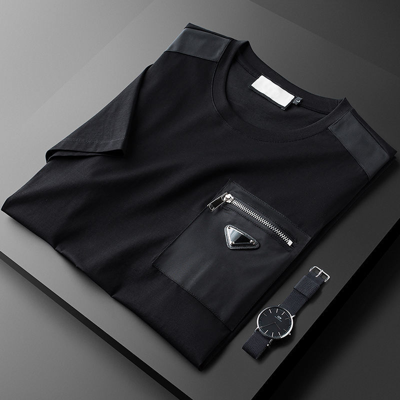 

DesignerDesignerFashion light luxury European goods summer thin jade silk cotton t-shirt men's short sleeve slim fit trend handsome round neck halfBalencaiga, Jsd21210 black