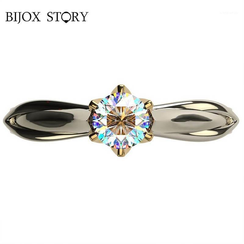 

Cluster Rings BIJOX STORY Luxury Ring With Creative Zircon Gemstone 925 Sterling Silver Jewelry For Female Wedding Banquet Party Gift, Golden;silver