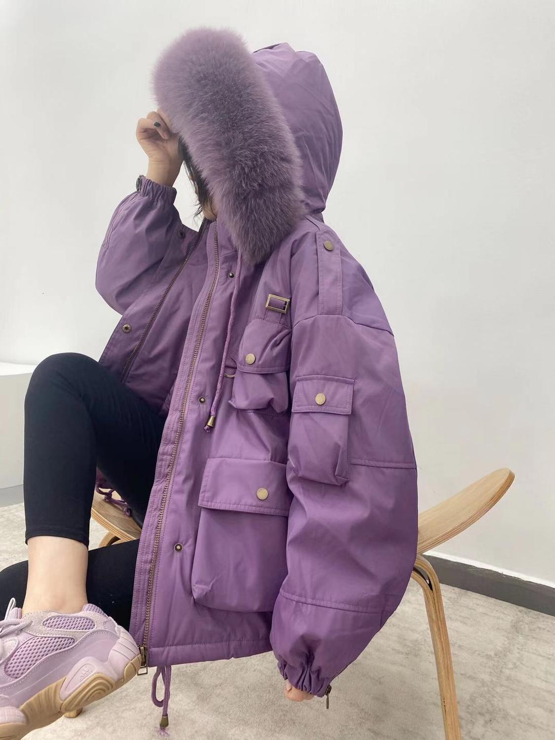 

Women's Down & Parkas down jacket winter thick fur collar TFMJ, Black