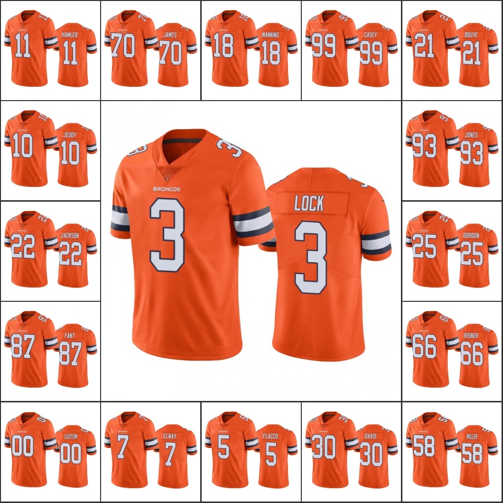 

Jersey Denver''Broncos''Men #3 Drew Lock 87 Noah Fant 30 Phillip Lindsay 58 Von Miller''NFL''Women Youth Custom Color Rush Limited Jersey