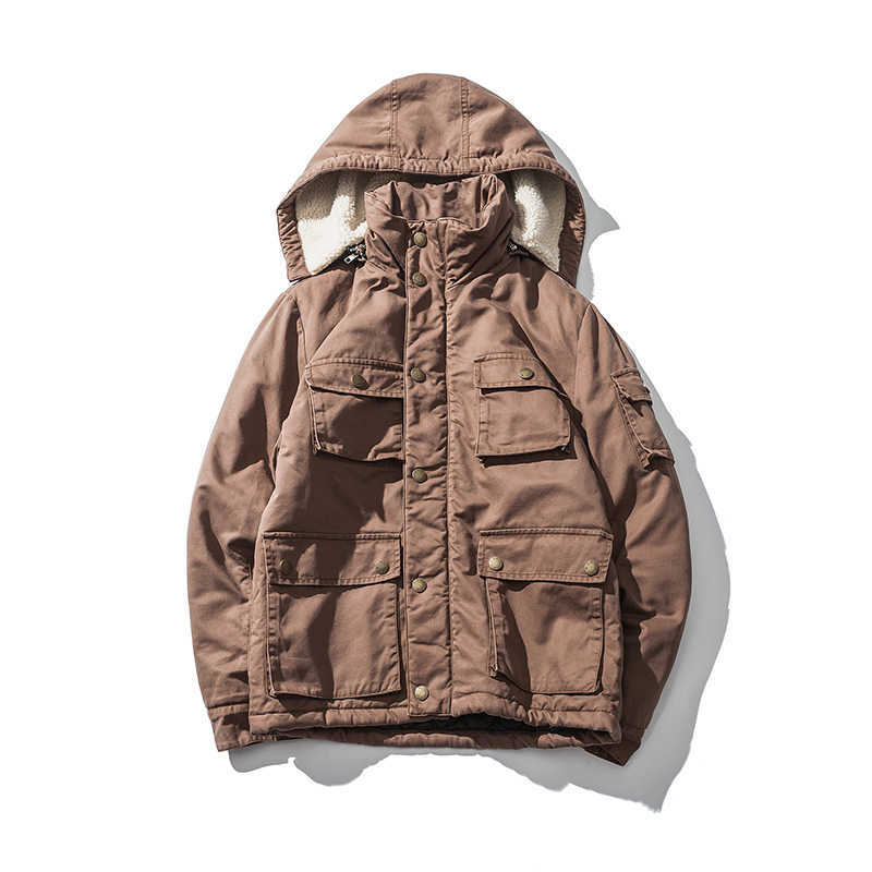 

Winter Thick Parkas Jackets Men Casual Warm Mens Parka Coat Military Windproof Hooded Jackets Windbreaker Male High Quality 210603, Beige