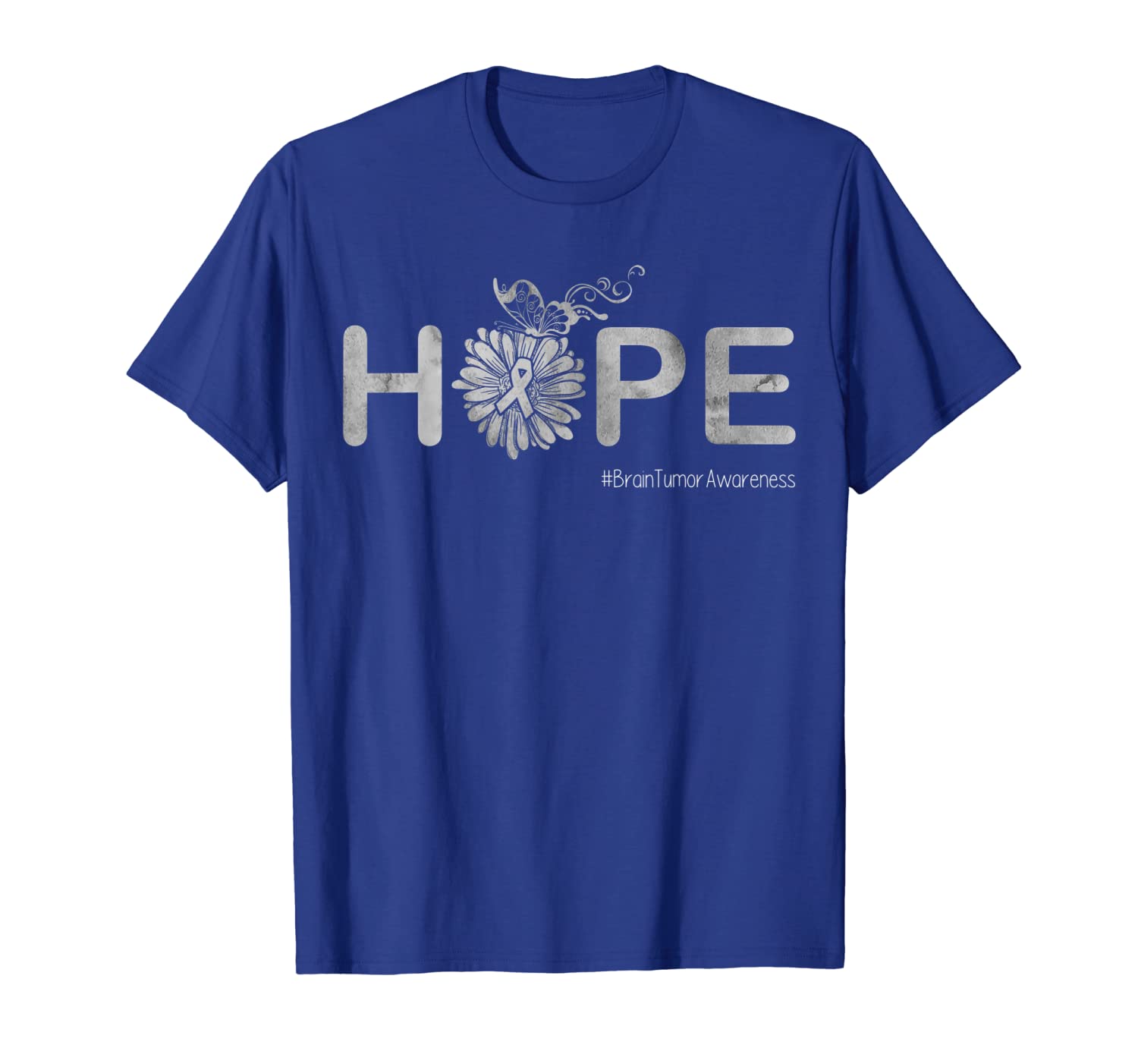 

hope butterfly ribbon brain tumor awareness tshirt gifts, White;black