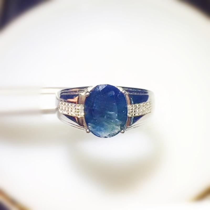 

Cluster Rings Men Ring Natural Real Black Sapphire Big Per Jewelry 8*10mm 3.2ct Gemstone 925 Sterling Silver Fine X2091602, Golden;silver