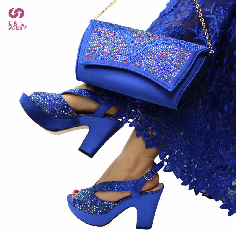 

Dress Shoes Mature Style INS Italian Ladies Matching Bag In Royal Blue Color Elegant Women Comfortable Heels Sandals, Orange-only shoes