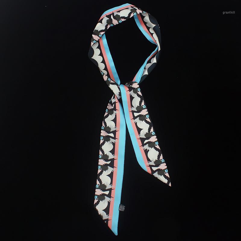 

Scarves 120 * 5cm Parrot Pattern All-match Tie Bag Handle Silk Scarf Small Ribbon Ladies Neckerchief, Blue;gray