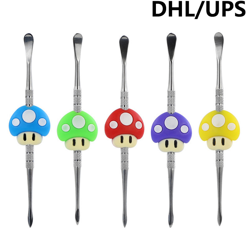 

Smoking accessrioes metal 4.8'' dabber tool with silicone mushroom handle dab tools DHL shipping
