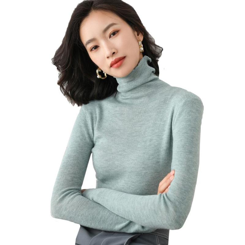 

Women' Sweaters Ladies Spring Autumn Knit Women Pullovers Jumper Turtleneck Basic Sweater Pullover Soft Slim Tops Knitwear Female, Color 1