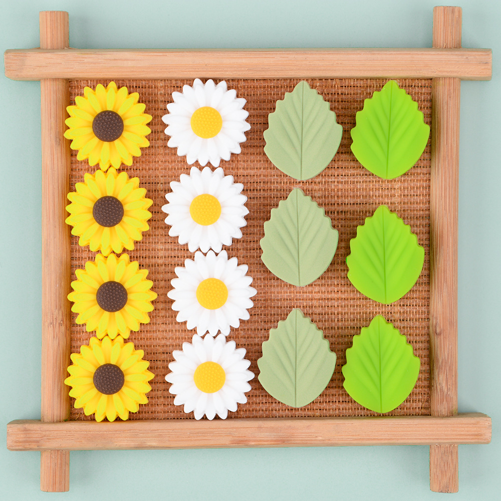 

Baby Pacifiers Cute Daisy/Leaf Silicone Beads Bite Molar Teeth Stick Jewelry Pendant DIY Bracelet Loose Bead Accessories