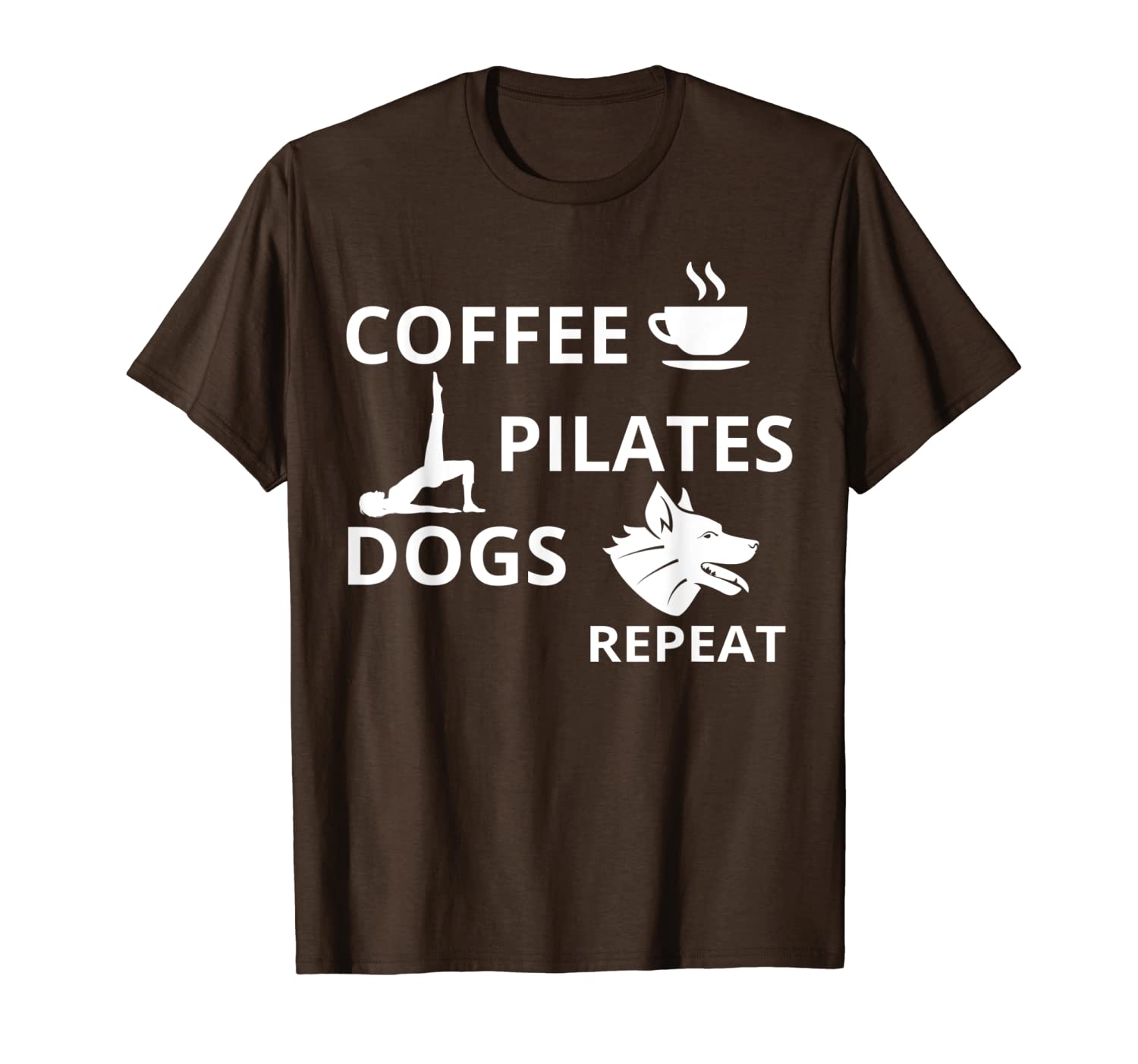 

coffee pilates dogs repeat t-shirt, White;black
