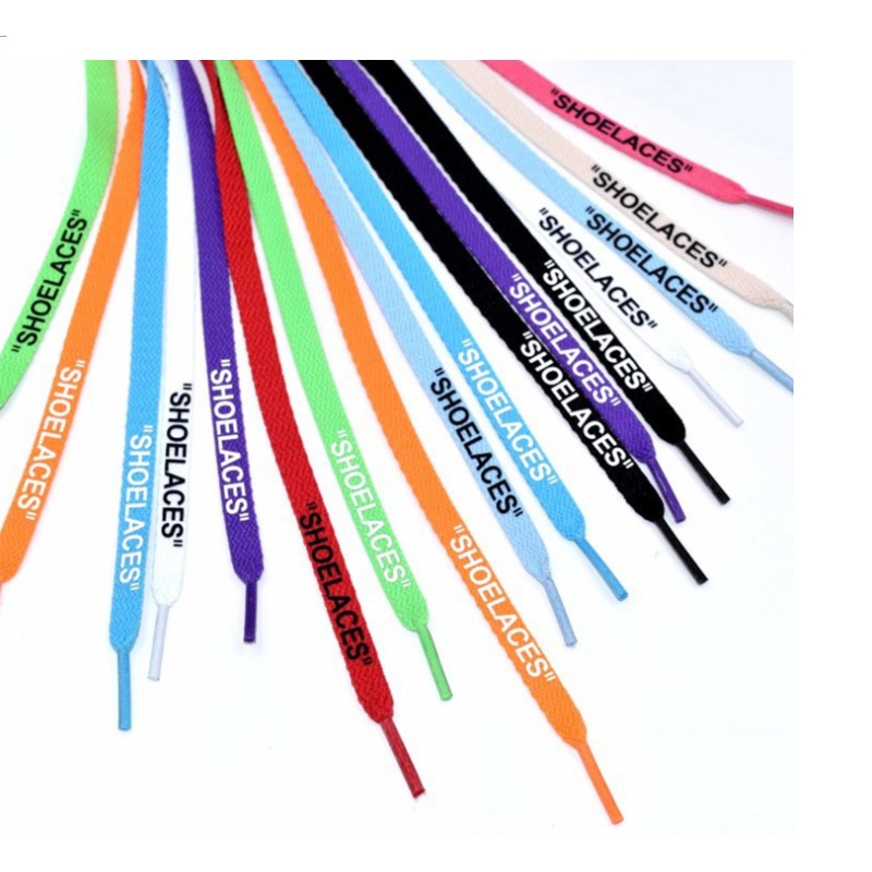 

New colorful lace Letter Font 8mm Double Sides Printed "SHOELACES" Black White Laces Signed Off Flat Shoes Lacet Joint Shoelace Strings 120cm