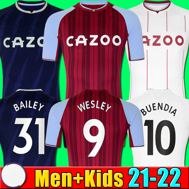 

21 22 maillot de football 2021 2022 INICIO WESLEY GREALISH Kodja El Ghazi Chester McGinn Targett TREZEGUET MINGS HOURIHANE Maillots de foot homme enfants, P05 21 22 home kids