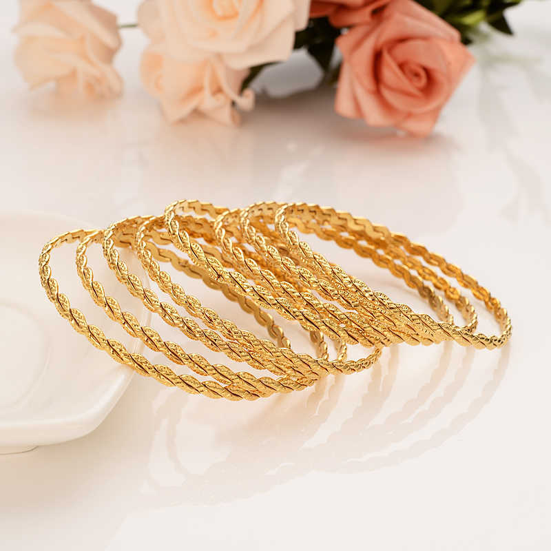 

8pcs Bracelets Dubai India Bangles for Women Simplebanglelove Bangle Pulseiras Arab Girls Kids Wedding Bridal Party Gift Q0720