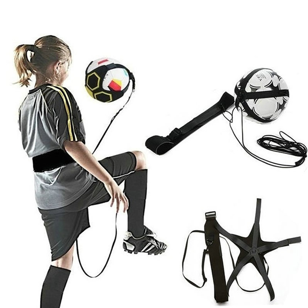 

Kids Football Training Equipment Soccer Ball Juggle Bags Children Auxiliary Circling Belt Kick Solo Soccers Trainer, Black