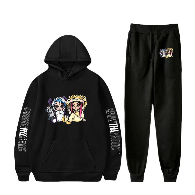 

Men's Tracksuits Snow Tha Product Print Fashion Fall Suit Hoodies Sportswear Hooded Sweatshirt Ankle Banded Pant Two Piece Set Street Clothe, As shown20