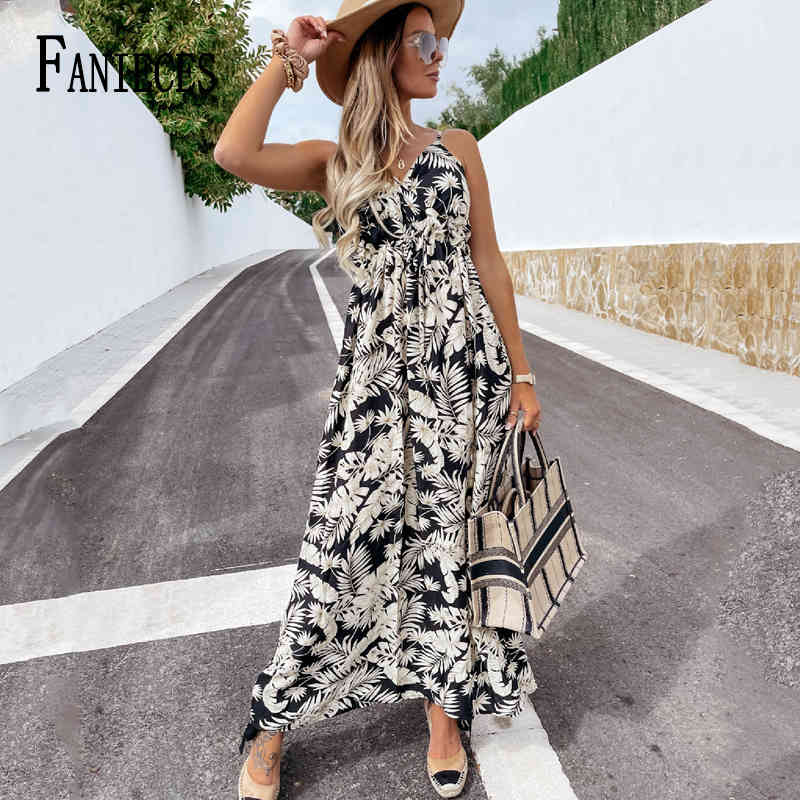 

Women chiffon Floral print long halter strap Backless sexy beach streetwear Ladies sleeveless patchwork Boho dress vestido 210520, Blue