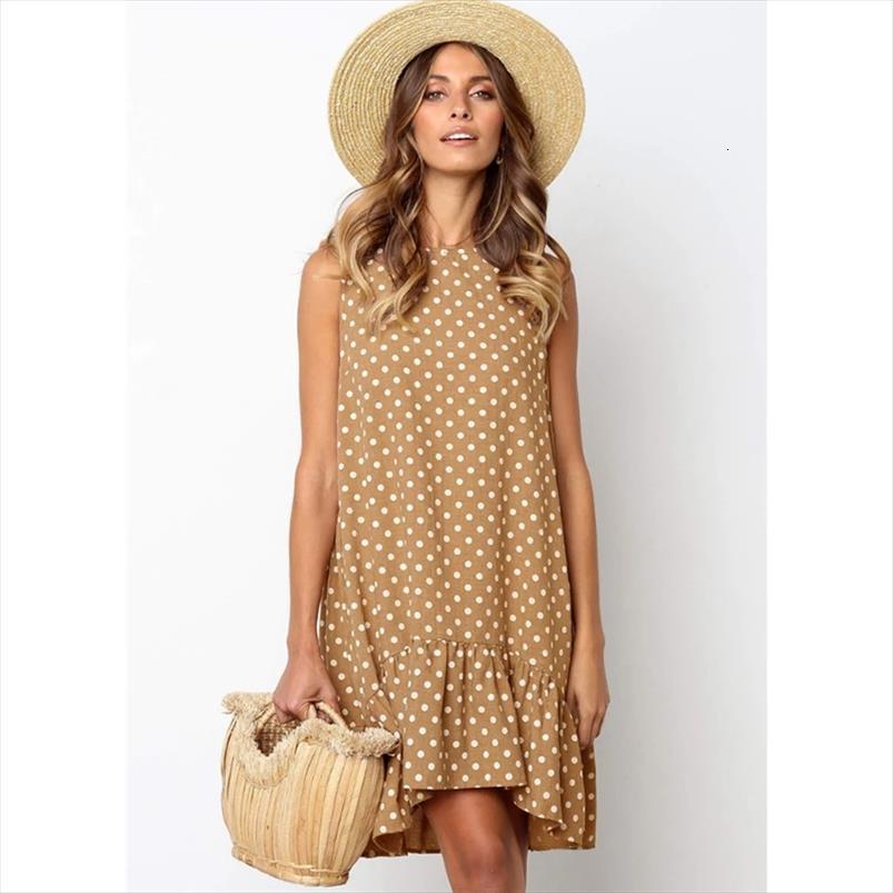 

summer ruffles polka dot sleeveless womens dress casual slim beach loose plus size dots maternity, Black;gray