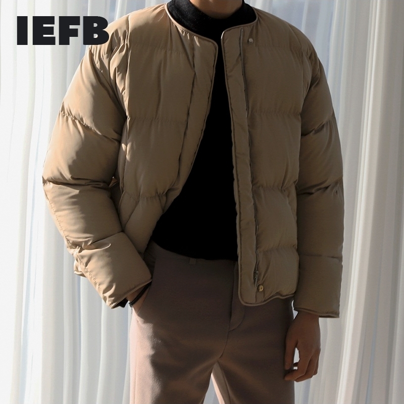

IEFB winter thickened cotton padded jacket men's stand collar short winter coat for male loose korean fashion clothes 9Y4776 210524, Khaki